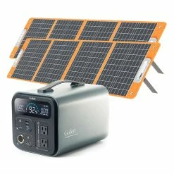 Gofort UA1100 1200W 1100Wh Portable Power Station + 2Pcs Flashfish TSP 18V 100W Foldable Solar Panel Outdoor Power Supply Kit