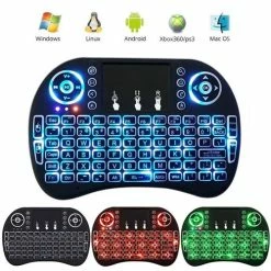 I8 Tri-color Backlight 2.4Ghz Wireless Air Mouse Mini Keyboard Touchpad Smart Remote For PC/Android TV Box/HTPC/Smart TV - Black