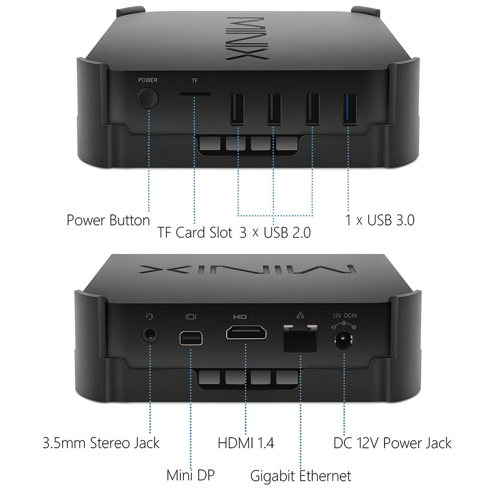 MINIX NEO Z83-4 Plus Intel Atom X5-Z8350 Windows 10 4GB/64GB Fanless Mini PC Dual Band WiFi Gigabit LAN USB3.0 HDMI + MINI DP 8 MINIX NEO Z83-4 Plus Intel Atom X5-Z8350 Windows 10 4GB/64GB Fanless Mini PC Dual Band WiFi Gigabit LAN USB3.0 HDMI + MINI DP - Image 6