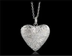 Sterling Silver Plated Necklace With Mesh Heart Pendant - Silver