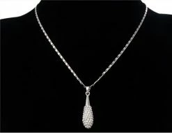 18K Plated Alloy Teardrop Pendant Necklace Earring Set - White Gold -IMOU Sales teardrop pendant necklace earring set 1571979404979